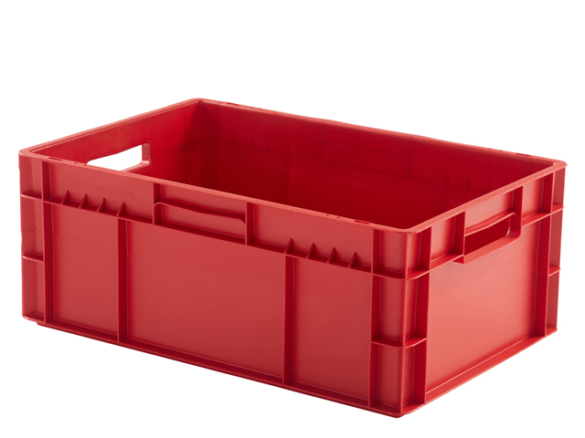 Caja de Plástico Apilable Eurobox en Rojo. Medidas Europeas